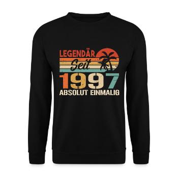 Original 1997 Jahrgang Vintage Geburtstag 1997 - Unisex Pullover - Schwarz - Vorne - Alina (178cm) & Michal (187cm)