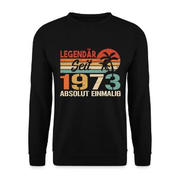 Original 1973 Jahrgang Vintage Geburtstag 1973 - Unisex Pullover - Schwarz - Vorne - Alina (178cm) & Michal (187cm)