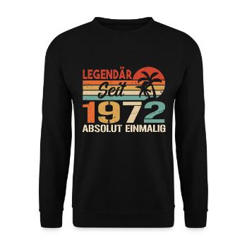 Original 1972 Jahrgang Vintage Geburtstag 1972 - Unisex Pullover - Schwarz - Vorne - Alina (178cm) & Michal (187cm)