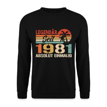 Original 1981 Jahrgang Vintage Geburtstag 1981 - Unisex Pullover - Schwarz - Vorne - Alina (178cm) & Michal (187cm)