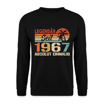 Original 1967 Jahrgang Vintage Geburtstag 1967 - Unisex Pullover - Schwarz - Vorne - Alina (178cm) & Michal (187cm)