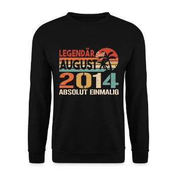 Geboren im August 2014 Funny Birthday Retro - Unisex Pullover - Schwarz - Vorne - Alina (178cm) & Michal (187cm)