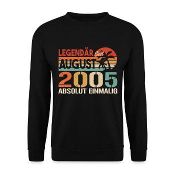 Geboren im August 2005 Funny Birthday Retro - Unisex Pullover - Schwarz - Vorne - Alina (178cm) & Michal (187cm)