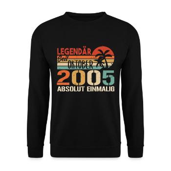 Legenden werden im Oktober 2005 geboren - 2005 - Unisex Pullover - Schwarz - Vorne - Alina (178cm) & Michal (187cm)