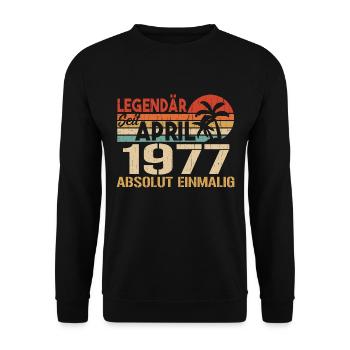 Né en avril 1977 Drôle d’anniversaire Rétro - Sweat-shirt Unisexe - noir - Devant - Alina (178cm) & Michal (187cm)