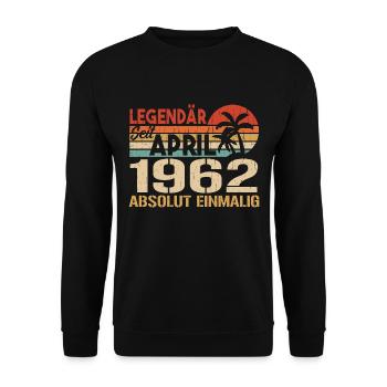 Né En Avril 1962 Drôle Anniversaire Rétro - Sweat-shirt Unisexe - noir - Devant - Alina (178cm) & Michal (187cm)