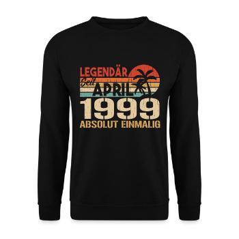 Né en avril 1999 Anniversaire drôle rétro - Sweat-shirt Unisexe - noir - Devant - Alina (178cm) & Michal (187cm)