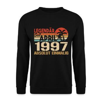 Né en avril 1997 Anniversaire drôle rétro - Sweat-shirt Unisexe - noir - Devant - Alina (178cm) & Michal (187cm)