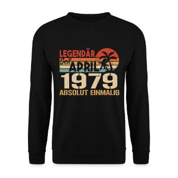 Né en avril 1979 Anniversaire drôle rétro - Sweat-shirt Unisexe - noir - Devant - Alina (178cm) & Michal (187cm)