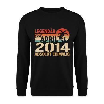 Né en avril 2014 Anniversaire drôle rétro - Sweat-shirt Unisexe - noir - Devant - Alina (178cm) & Michal (187cm)