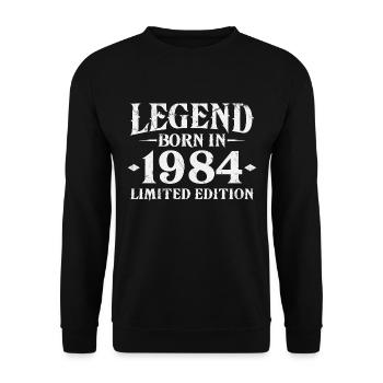 Légende depuis 1984 Vintage Born Anniversaire - Sweat-shirt Unisexe - noir - Devant - Alina (178cm) & Michal (187cm)