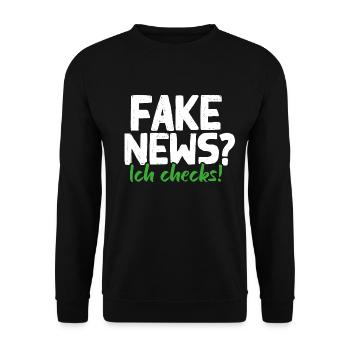 FAKE NEWS | Ich checks! - Unisex Pullover - Schwarz - Vorne - Alina (178cm) & Michal (187cm)