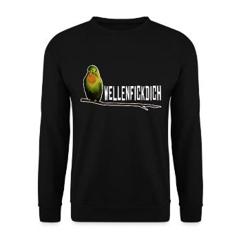 Wellensittich Wellenfickdich - Unisex Pullover - Schwarz - Vorne - Alina (178cm) & Michal (187cm)