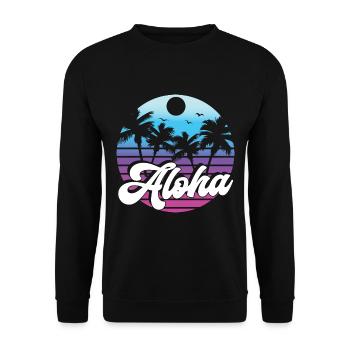 Aloha Surfer Palms Beach Rétro Hawaii Beach années 70 - Sweat-shirt Unisexe - noir - Devant - Alina (178cm) & Michal (187cm)