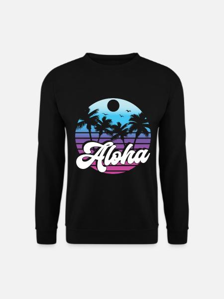 Aloha Surfer Palmen Beach Retro Hawaii Strand 70er - Unisex Pullover - Schwarz