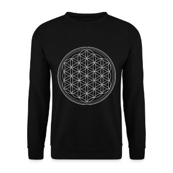 Flower of Live Blume des Lebens Schutzsymbol - Unisex Pullover - Schwarz - Vorne - Alina (178cm) & Michal (187cm)
