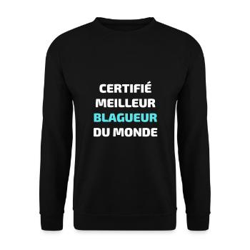 t shirt meilleur blagueur humour blague homme - Sweat-shirt Unisexe - noir - Devant - Alina (178cm) & Michal (187cm)