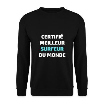 t shirt meilleur surfeur humour surf homme drole - Sweat-shirt Unisexe - noir - Devant - Alina (178cm) & Michal (187cm)