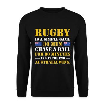Le rugby est un jeu simple Australie Rugby - Sweat-shirt Unisexe - noir - Devant - Alina (178cm) & Michal (187cm)