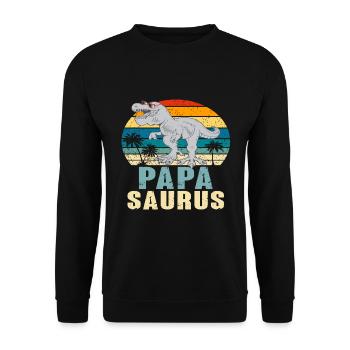 Papasaurus Fête des Pères Dinosaure T-Rex Idée Cadeau - Sweat-shirt Unisexe - noir - Devant - Alina (178cm) & Michal (187cm)