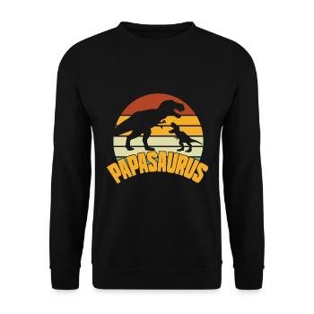 Papasaurus Fête des Pères Dinosaure T-Rex Idée Cadeau - Sweat-shirt Unisexe - noir - Devant - Alina (178cm) & Michal (187cm)