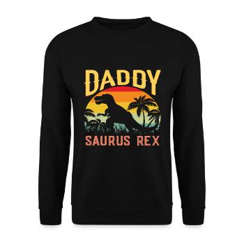 Vatertags-Geschenkidee für daddysaurus - Vatertag - Unisex Pullover - Schwarz - Vorne - Alina (178cm) & Michal (187cm)