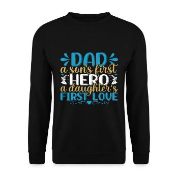 Vater und Sohn - Vater und Tochter schenken Vater - Unisex Pullover - Schwarz - Vorne - Alina (178cm) & Michal (187cm)
