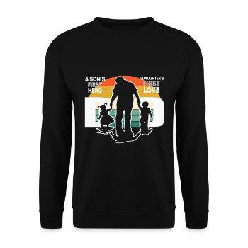 Vater und Sohn - Vater und Tochter schenken Vater - Unisex Pullover - Schwarz - Vorne - Alina (178cm) & Michal (187cm)