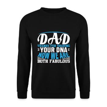Lustige Vatertagsgeschenkform für Sohn und Tochter - Unisex Pullover - Schwarz - Vorne - Alina (178cm) & Michal (187cm)