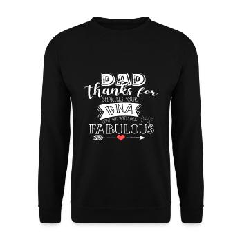 Lustige Vatertagsgeschenkform für Sohn und Tochter - Unisex Pullover - Schwarz - Vorne - Alina (178cm) & Michal (187cm)
