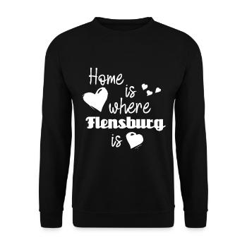 Zuhause in Flensburg - Home is where Flensburg is - Unisex Pullover - Schwarz - Vorne - Alina (178cm) & Michal (187cm)