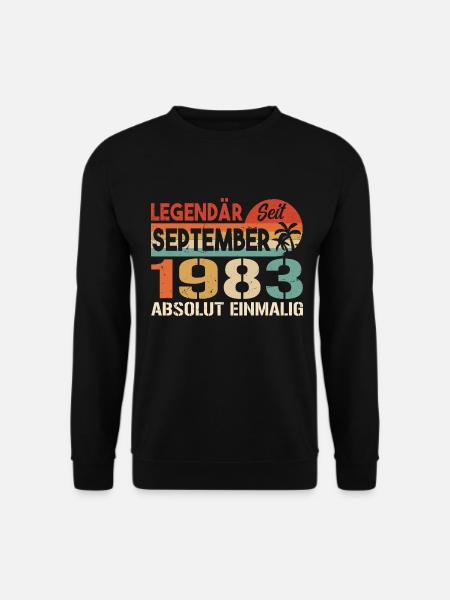 1983 September Vintage Geburtstagsgeschenk 1983 - Unisex Pullover - Schwarz