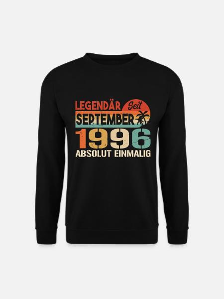 1996 September Vintage Geburtstagsgeschenk 1996 - Unisex Pullover - Schwarz