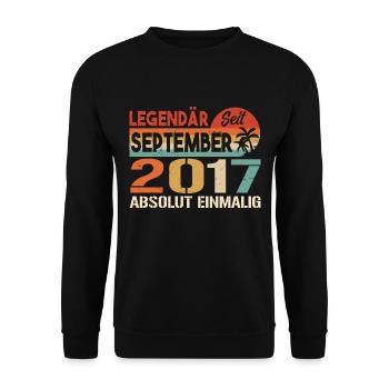 2017 September Vintage Geburtstagsgeschenk 2017 - Unisex Pullover - Schwarz - Vorne - Alina (178cm) & Michal (187cm)