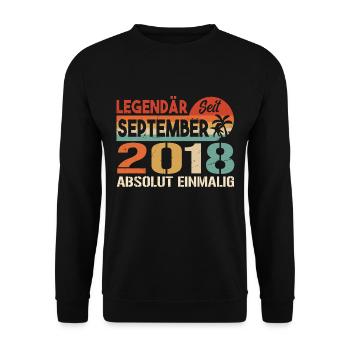 2018 September Vintage Geburtstagsgeschenk 2018 - Unisex Pullover - Schwarz - Vorne - Alina (178cm) & Michal (187cm)