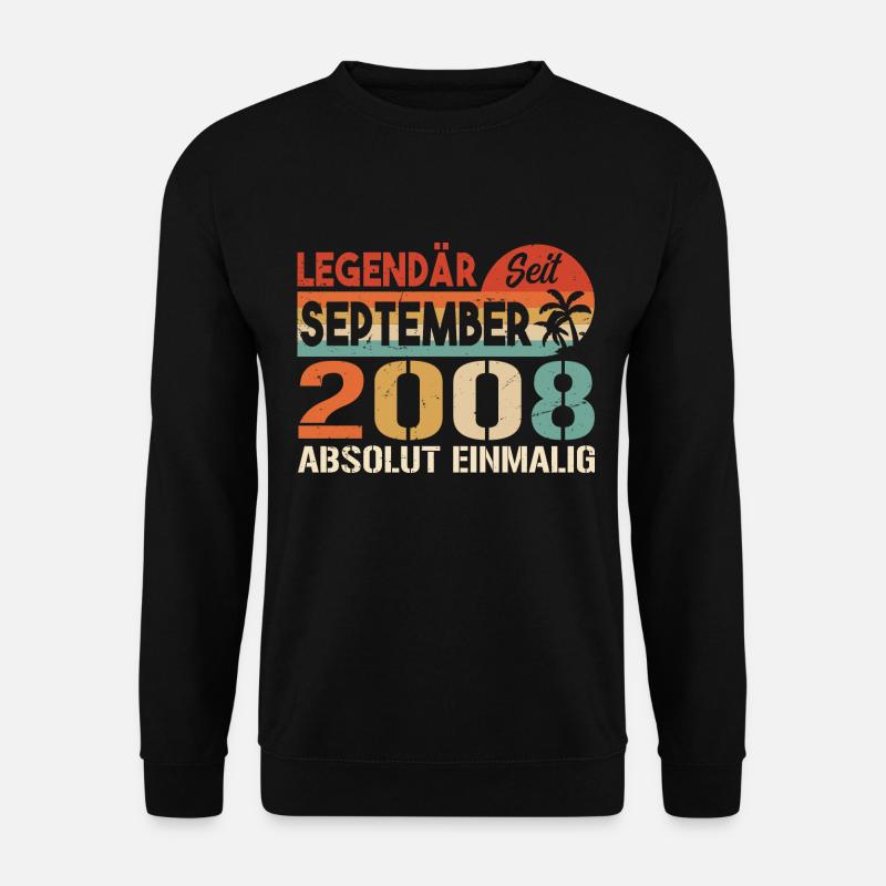 2008 September Vintage Geburtstagsgeschenk 2008 - Unisex Pullover - Schwarz