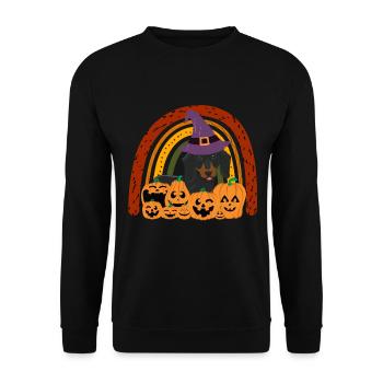 Cute Dachshund Halloween Costume Dog - Unisex Sweatshirt - black - Front - Alina (178cm) & Michal (187cm)