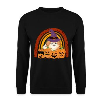 Cute Dwarf Spitz Halloween Costume Dog - Unisex Sweatshirt - black - Front - Alina (178cm) & Michal (187cm)