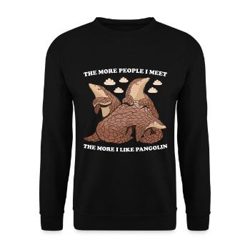 Plus je rencontre de gens, plus j’aime les pangolins - Sweat-shirt Unisexe - noir - Devant - Alina (178cm) & Michal (187cm)