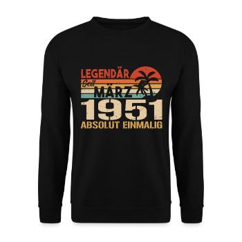 Legendary since March 1951 - absolutely unique - Unisex Sweatshirt - black - Front - Alina (178cm) & Michal (187cm)