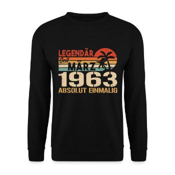 Legendär Seit März 1963 - Absolut Einmalig - Unisex Pullover - Schwarz - Vorne - Alina (178cm) & Michal (187cm)