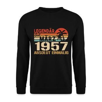 Legendary since March 1957 - absolutely unique - Unisex Sweatshirt - black - Front - Alina (178cm) & Michal (187cm)