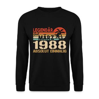 Legendary since March 1988 - absolutely unique - Unisex Sweatshirt - black - Front - Alina (178cm) & Michal (187cm)
