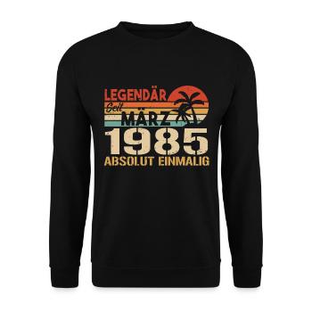 Légendaire depuis mars 1985 - absolument unique - Sweat-shirt Unisexe - noir - Devant - Alina (178cm) & Michal (187cm)