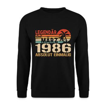 Légendaire depuis mars 1986 - absolument unique - Sweat-shirt Unisexe - noir - Devant - Alina (178cm) & Michal (187cm)