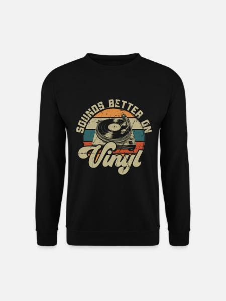 Schallplatte Vinyl Musik Plattenspieler retro - Unisex Pullover - Schwarz