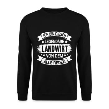 Landwirt Legendär Spruch - Unisex Pullover - Schwarz - Vorne - Alina (178cm) & Michal (187cm)