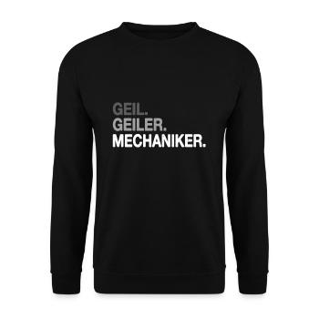Geil Geiler Mechaniker - Unisex Pullover - Schwarz - Vorne - Alina (178cm) & Michal (187cm)