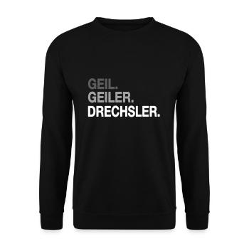 Geil Geiler Drechsler - Unisex Pullover - Schwarz - Vorne - Alina (178cm) & Michal (187cm)