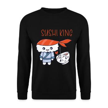 Kawaii Japanese Food Salmon Salmon Sushi Roll - Sweat-shirt Unisexe - noir - Devant - Alina (178cm) & Michal (187cm)